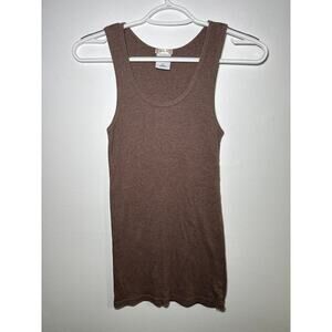 Old Navy brown ribbed perfect fit tank top womens small y2k classic preppy